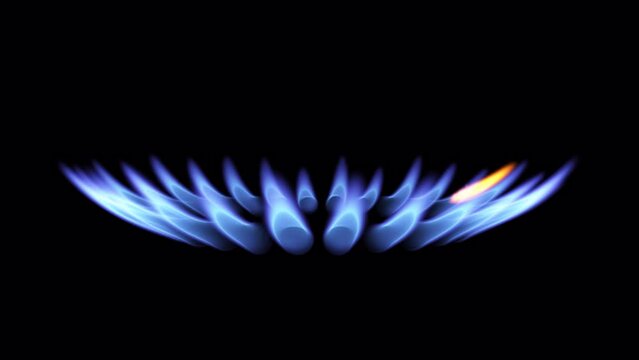 Fire flames stove on black background