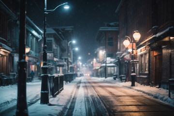 Fototapeta premium snow street at night