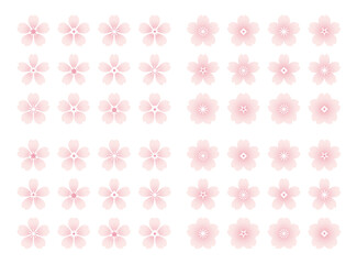 桜の花のベクターアイコン・シルエット素材セット