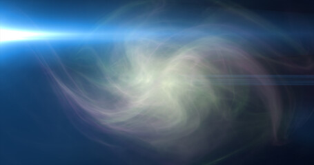 Green energy cosmic dust and wave lines futuristic magical glowing bright. Abstract background