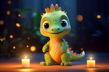 little cute dinosaur illustration cartoon character