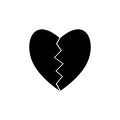 Broken black heart isolated on a white background. Vector illustration flat design style