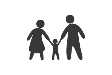 A warm family happily walks hand in hand isolated on a white background. Vector illustration flat design style