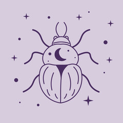 Egyptian winged scarab, mystic insect boho style