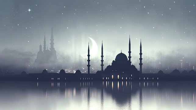 islamic background for mosque gray background