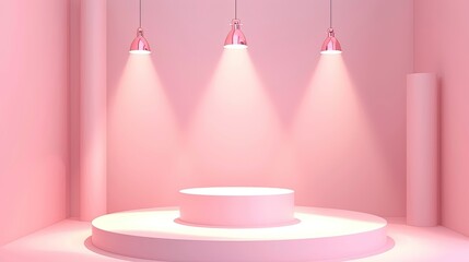 Peach Pink Light Podium Empty Display