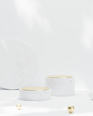 Luxury abstract golden podium minimal geometric white marble and gold style abstract