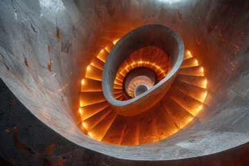 a_wooden_spiral_staircase_with_lights