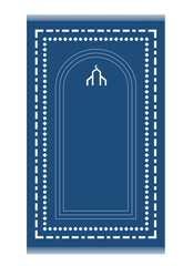 Islamic blue prayer rug. Islamic textile. Easy Editable.