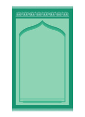 Islamic green prayer rug. Islamic textile. Easy Editable.