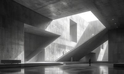 an_interior_shot_of_dark_concrete_and_a_light