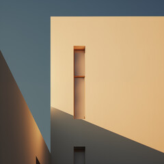 Minimal building with light, for abstract background