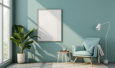 Frame mockup, pastel tone interior design, Generative AI 