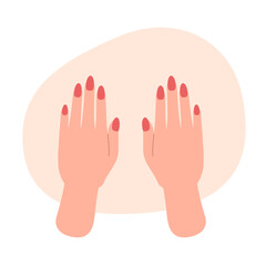 ジェルネイル・ネイルポリッシュを施した揃えられた美しい両手の俯瞰イラスト