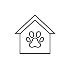 Pet house line icon, dog house vector symbol isolated on white background