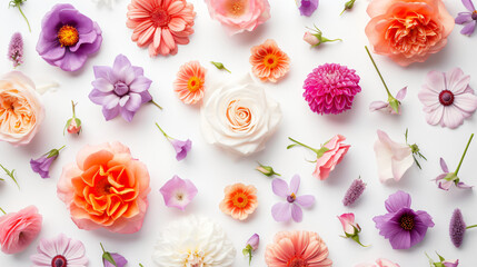 Creative Layout Made with Beautiful Flowers on White