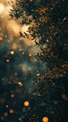 Mix of gold and black gradient spots, creating an ethereal atmosphere with bokeh light
