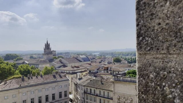 View over the city of Avignon in France, French roofs with church Avinon