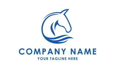 Blue Color Horse Head Logo Design
