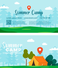 Summer camp business visiting cards with contacts