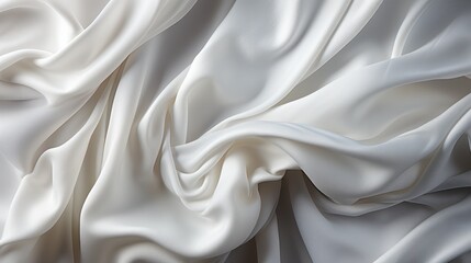 Obraz premium Pattern texture crumpled white fabric background natural neutral color. Linen cotton fabric, cloth fabric texture, abstract background design. Copy space. Card or banner