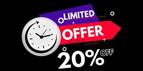 Fototapeta premium 20% off discount for Limited time offer. Advertising and Marketing banner