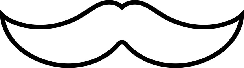 Moustache vector icon. Whisker icon. Black Line silhouette of adult man moustache. Symbol of Fathers day editable stock. Barber symbol on transparent background for Website page and mobile app design.