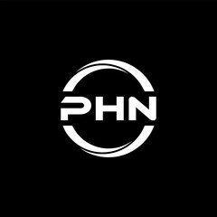 PHN letter logo design with black background in illustrator, cube logo, vector logo, modern alphabet font overlap style. calligraphy designs for logo, Poster, Invitation, etc.