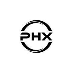 PHX letter logo design with white background in illustrator, cube logo, vector logo, modern alphabet font overlap style. calligraphy designs for logo, Poster, Invitation, etc.