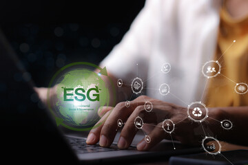ESG environment social governance investment business concept. business investment strategy concept.