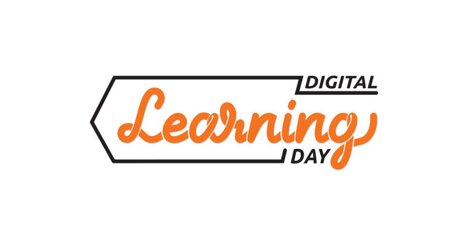 Digital Learning Day handwritten text calligraphy vector illustration. Great for reflecting on the advancements in digital teaching methods and the potential they hold for future generations.