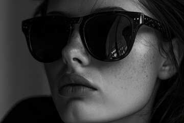 Young woman in sunglasses. Close-up portrait of fashionable