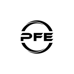 PFE letter logo design with white background in illustrator, cube logo, vector logo, modern alphabet font overlap style. calligraphy designs for logo, Poster, Invitation, etc.