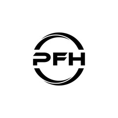 PFH letter logo design with white background in illustrator, cube logo, vector logo, modern alphabet font overlap style. calligraphy designs for logo, Poster, Invitation, etc.