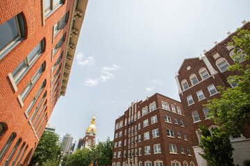 Daytime view of the historic buildings of the Quality Hill neighborhood of downtown Kansas City, Missouri, USA.