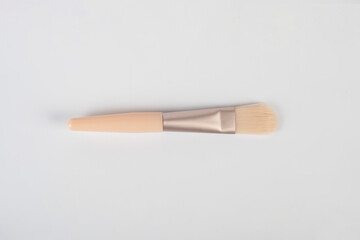 Cosmetic brushes on white background. Set of makeup brushes