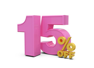 15% Sale Off Discount Pink 3D