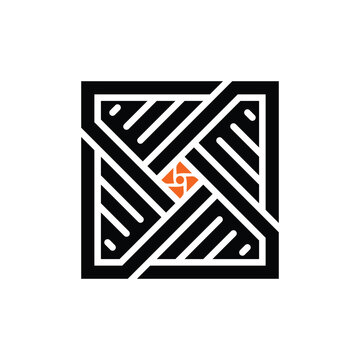 geometric black and orange square design clip art preview