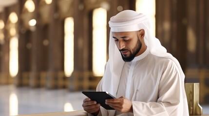 Arab Businessman Using Tablet PC