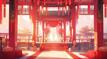 anime style background chinese asia japan china architecture, ai