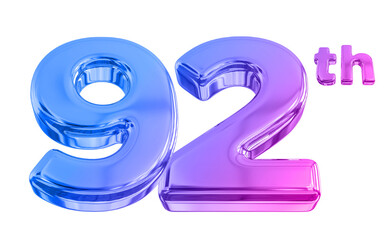 92th Anniversary Gradient Number 3d
