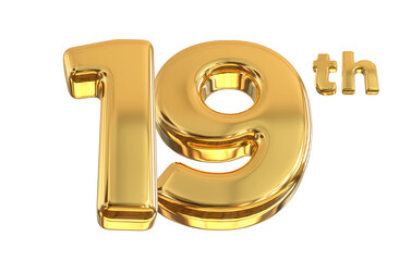 19th Anniversary Gold Number 3d