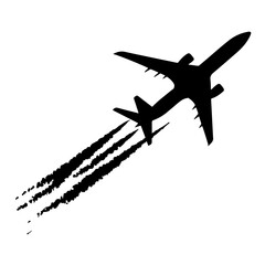 Airplane contrails silhouette - obrazy, fototapety, plakaty