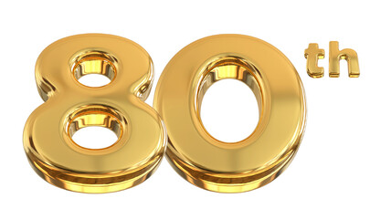 80th Anniversary Gold Number 3d