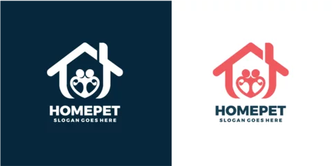 Deurstickers pet house home logo vector icon illustration © Samad