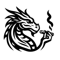 Dragon smoking cigar - obrazy, fototapety, plakaty