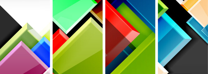 Color glass glossy square composition poster set for wallpaper, business card, cover, poster, banner, brochure, header, website