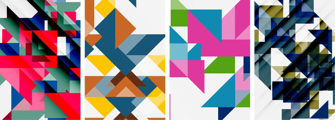 Set of abstract random triangle composition backgrounds. Vector illustration for for wallpaper, business card, cover, poster, banner, brochure, header, website