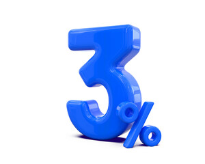 3 percent off discount sale off in blue 3D