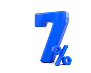 7 percent off discount sale off in blue 3D